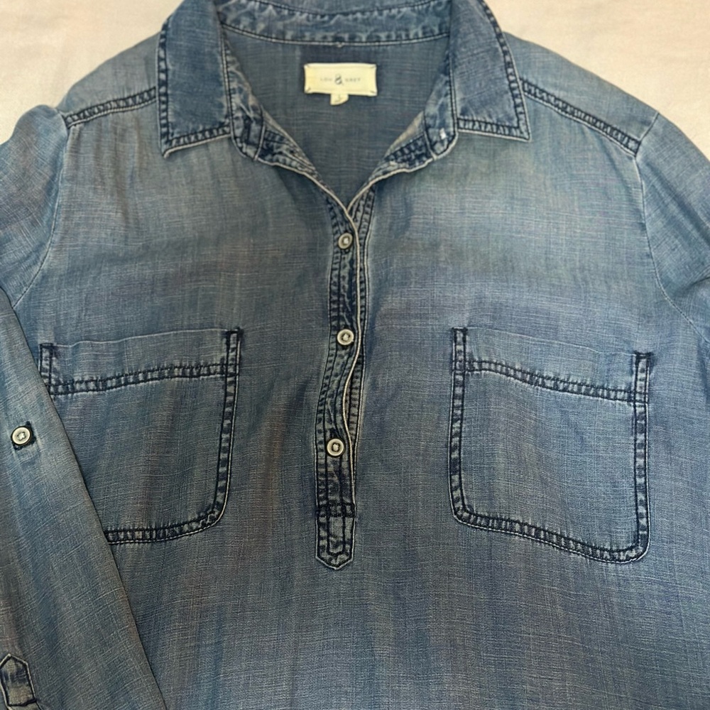 Loft Lou & Grey Easy Draw String Denim Dress Size L